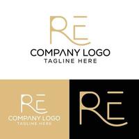 lettre initiale re logo design monogramme créatif moderne signe symbole icône vecteur