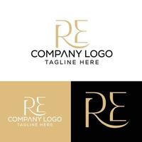 lettre initiale re logo design monogramme créatif moderne signe symbole icône vecteur