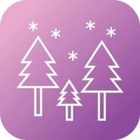 belle neige dans l'icône de vecteur de ligne d'arbres