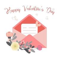 enveloppe en papier avec valentine.happy valentine's day greetings. vecteur