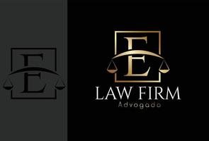 logo advogado, plaidoyer basé sur la lettre initiale e vecteur