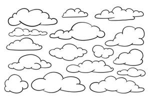 doodle ensemble de nuages, illustration vectorielle. vecteur