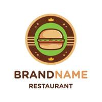 logo du restaurant avec icône burger, concept de ligne moderne. vecteur