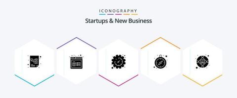 startups et nouveau pack d'icônes de 25 glyphes d'entreprise, y compris moderne. Entreprise. temps. productivité. l'horloge vecteur