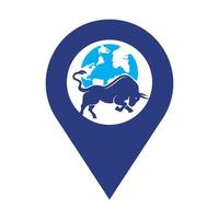 conception d'icône de logo de vecteur de taureau de globe. vecteur d'icône de conception de logo de mot et de taureau.