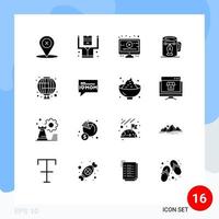 pack de 16 glyphes solides créatifs de nœuds chinois tasse de conception de leçon éléments de conception vectoriels modifiables vecteur