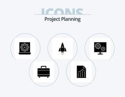 pack d'icônes de glyphe de planification de projet 5 conception d'icônes. voyage. accélérer. l'ordinateur. vaisseau spatial. paramètre vecteur