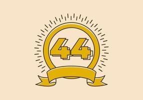 insigne de cercle jaune vintage avec le numéro 44 dessus vecteur