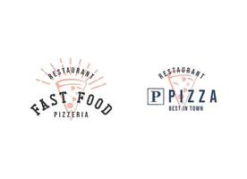 logo de pizza vintage rétro et modèle de typographie vecteur