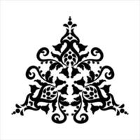 motif vintage avec éléments floraux et arabesque. ornement damassé traditionnel. noir blanc. pour le pochoir, la marqueterie, la découpe laser, le tatouage et les murs. vecteur