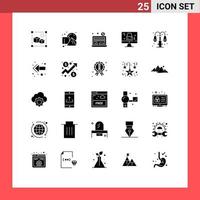 ensemble de 25 symboles d'icônes d'interface utilisateur modernes signes pour l'économie de la ville légère moniteur de verrouillage éléments de conception vectoriels modifiables vecteur