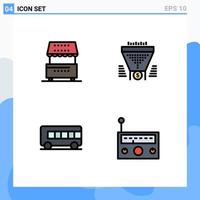 ensemble de 4 symboles d'icônes d'interface utilisateur modernes signes pour cuisiner des éléments de conception vectoriels modifiables de transport de données de kiosque d'argent vecteur