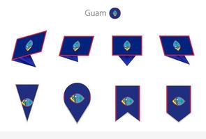 collection de drapeaux nationaux de guam, huit versions de drapeaux vectoriels de guam. vecteur