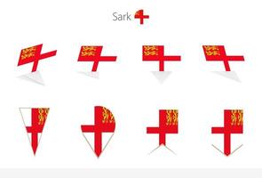 collection de drapeaux nationaux de sark, huit versions de drapeaux vectoriels de sark. vecteur