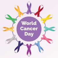 illustration vectorielle de la journée mondiale du cancer avec ruban. vecteur