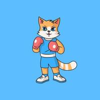 joli chat rouge pratiquant la boxe. vecteur