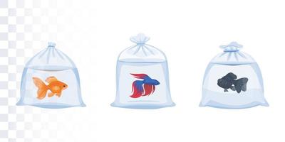transport du poisson dans un sac plastique vecteur