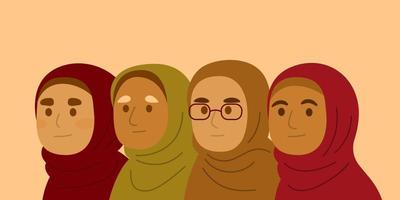 femmes portant le hijab debout les unes à côté des autres vecteur