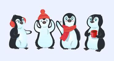 illustration de vecteur de dessin animé de pingouins. personnages de noël