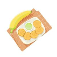 vue de dessus des tostones de bananes frites, cuisine latino-américaine. vecteur