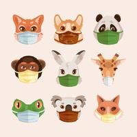 animaux portant un masque protecteur contre la poussière et les virus vecteur