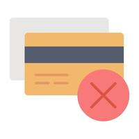 icône de refus de carte de crédit, adaptée à un large éventail de projets créatifs numériques. vecteur