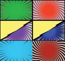 fond de cadres colorés de bande dessinée avec des rayons de demi-teintes effets radiaux et pointillés style pop art vecteur