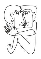 style de dessin picasso une ligne. visage abstrait art contemporain vecteur