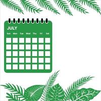 calendrier du mois de juillet vecteur