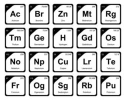 20 tableau préodique de la conception du pack d'icônes d'éléments vecteur