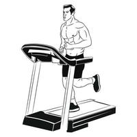 un homme faisant du sport en cours d'exécution illustration vectorielle de machine de tapis roulant vecteur