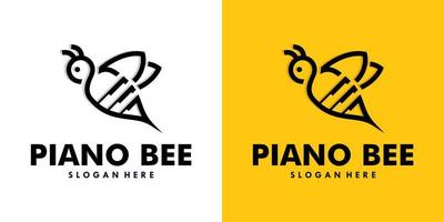 modèle de conception de logo de concepts d'abeille de piano vecteur
