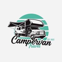 conception de vecteur de logo de voyage de camping-car