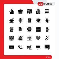 interface mobile glyphe solide ensemble de 25 pictogrammes d'éléments de conception vectoriels modifiables d'entreprise de serveur seo de stockage de base de données vecteur