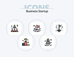 pack d'icônes remplies de ligne de démarrage d'entreprise 5 conception d'icônes. document. une entente . projecteur. gagnant vecteur