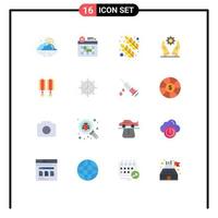symboles d'icônes universels groupe de 16 couleurs plates modernes de la journée des solutions chinoises pack modifiable d'éléments de conception de vecteur créatif
