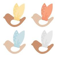 ensemble de jouets pour bébé boho mignons dans un style scandinave. jouets boho en bois, jouet minimal mignon pour les enfants, clipart jouet, élément en bois pour les enfants. objet essentiel nouveau-né dans un style bohème vecteur