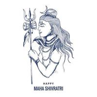 main dessiner hindou maha shivratri religieux festival hindou fond de carte vecteur