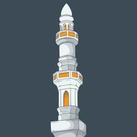 minaret de la mosquée avec un fond sombre dans la conception dessinée à la main pour le modèle de ramadan ou eid vecteur