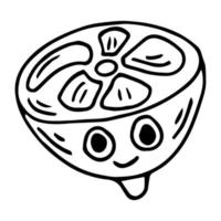vecteur d'icône de ligne de caractère de fruit de citron. signe de caractère de fruit de citron. symbole de contour isolé illustration noire