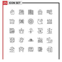 25 pack de lignes d'interface utilisateur de signes et symboles modernes de film stip love office heart compassion éléments de conception vectoriels modifiables vecteur