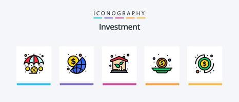 ligne d'investissement remplie de 5 packs d'icônes, y compris l'investissement. Entreprise. global. Paiement. en espèces. conception d'icônes créatives vecteur