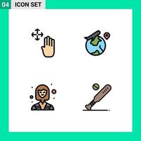 groupe de 4 signes et symboles de couleurs plates remplies pour l'industrie de la main tenir des éléments de conception vectoriels modifiables pour les travailleurs à la mouche vecteur