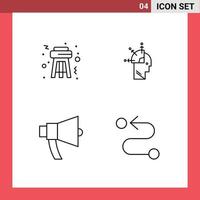 ensemble moderne de 4 pictogrammes de couleurs plates remplies de tabouret art utilisateur fort haut-parleur éléments de conception vectoriels modifiables vecteur