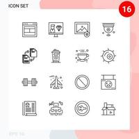 16 icônes créatives signes et symboles modernes de wifi internet des objets programmeur internet photo éléments de conception vectoriels modifiables vecteur