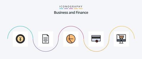 ligne de financement remplie de pack d'icônes plat 5, y compris le commerce électronique. pour cent. de l'argent. Paiements. finance vecteur