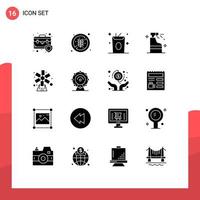 16 concept de glyphe solide pour sites Web mobiles et applications agriculture détergent riz nettoyage repas éléments de conception vectoriels modifiables vecteur