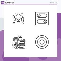 pack d'icônes vectorielles de stock de 4 signes et symboles de ligne pour l'étude de surveillance de retour à l'école basculer les éléments de conception vectoriels modifiables de sécurité vecteur