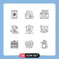 9 icônes créatives signes et symboles modernes des appareils éducation adresse cap lettre éléments de conception vectoriels modifiables vecteur