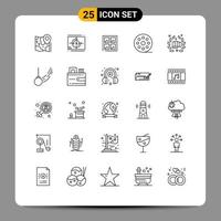 ensemble de 25 symboles d'icônes d'interface utilisateur modernes signes pour l'ouverture du film de boxe bâtiment de film éléments de conception vectoriels modifiables vecteur